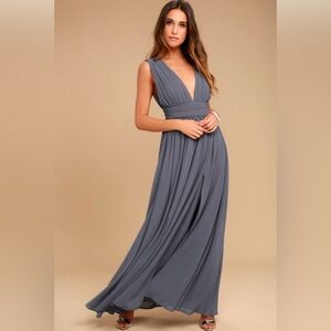 Lulu’s Heavenly Hues Denim Blue Maxi Dress